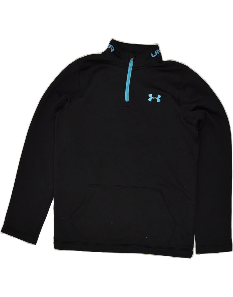 UNDER ARMOUR Boys Cold Gear Zip Neck Hoodie Jumper 11-12 Years Large Black | Vintage Under Armour | Thrift | Second-Hand Under Armour | Used Clothing | Messina Hembry 