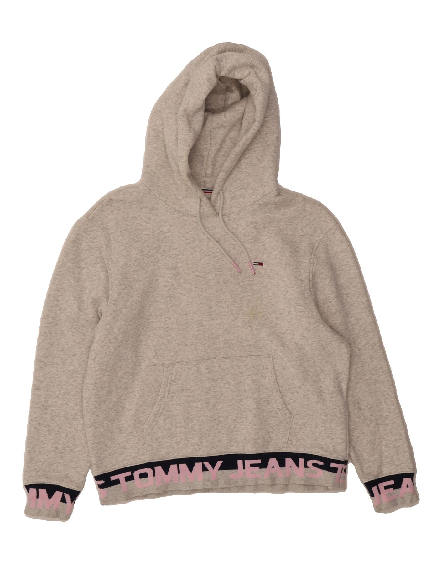 TOMMY HILFIGER Womens Graphic Hoodie Jumper UK 14 Medium Grey - Main Image