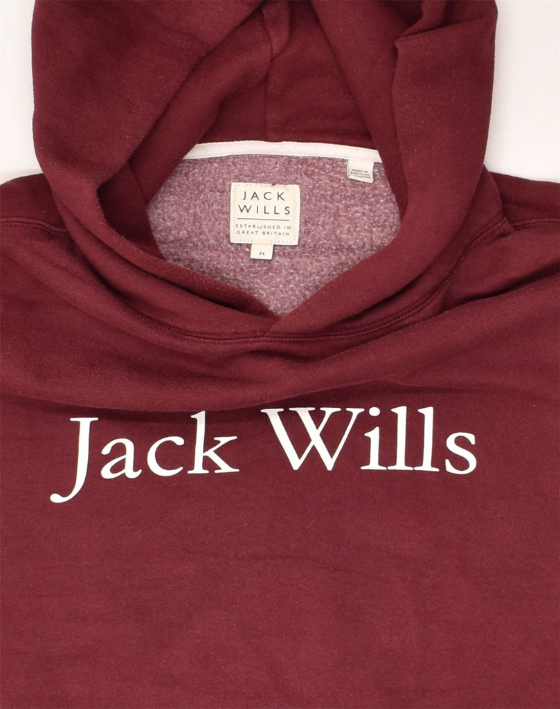 JACK WILLS Mens Graphic Hoodie Jumper Medium Maroon Cotton | Vintage Jack Wills | Thrift | Second-Hand Jack Wills | Used Clothing | Messina Hembry 