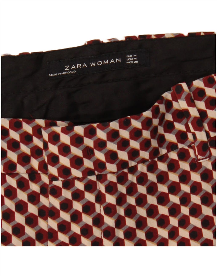 Zara Womens Slim Chino Trousers Medium W28 L27 Red Geometric
