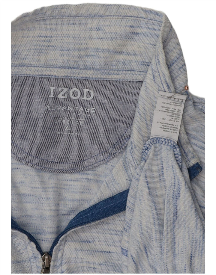 IZOD Mens Zip Neck Pullover Tracksuit Top XL Blue Flecked Cotton