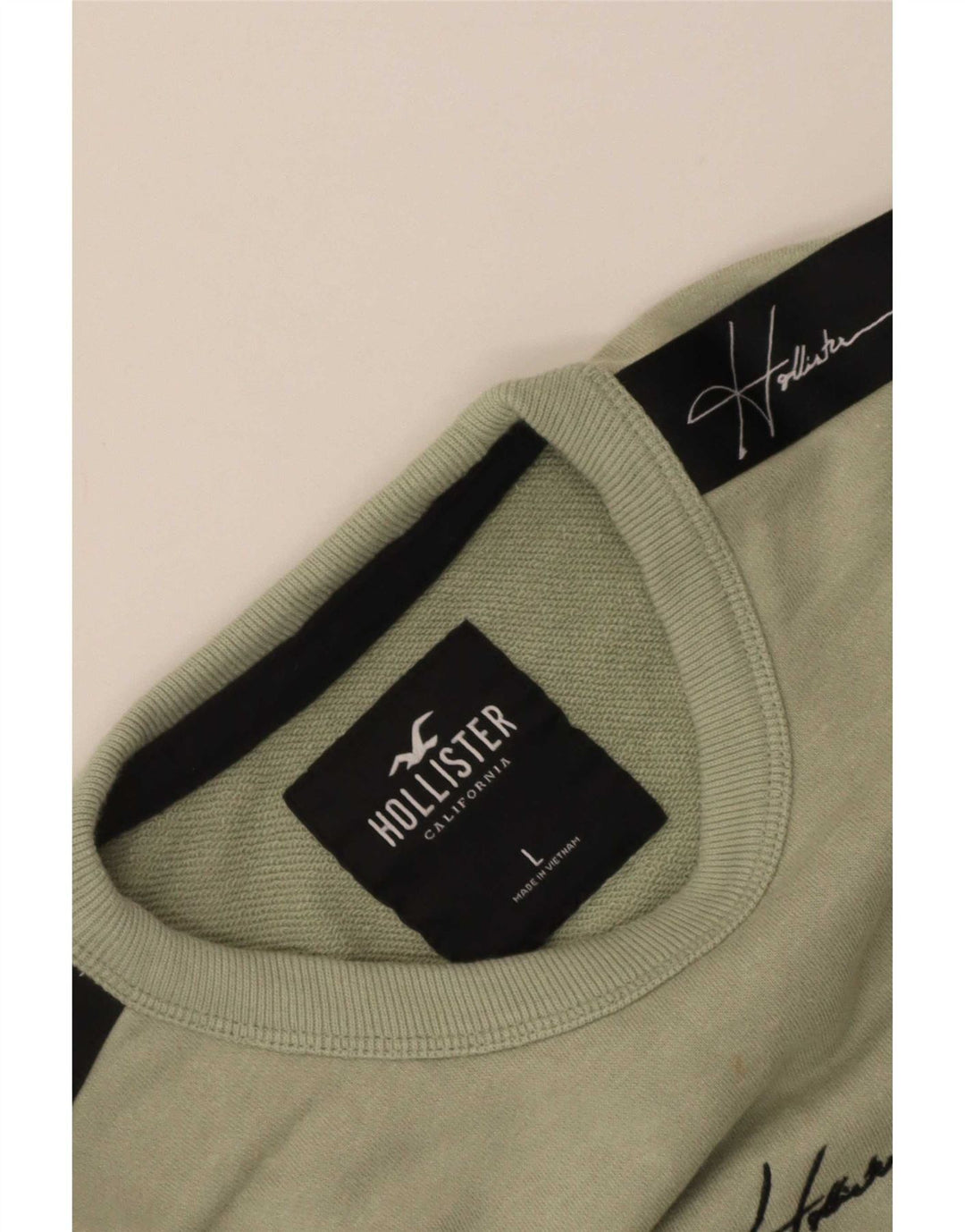 Hollister Mens Graphic Sweatshirt Jumper Large Khaki Colourblock