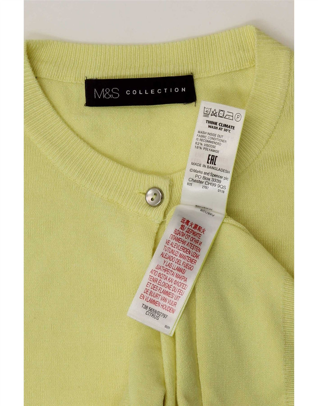Marks & Spencer Womens Cardigan Sweater UK 10 Small  Yellow Viscose