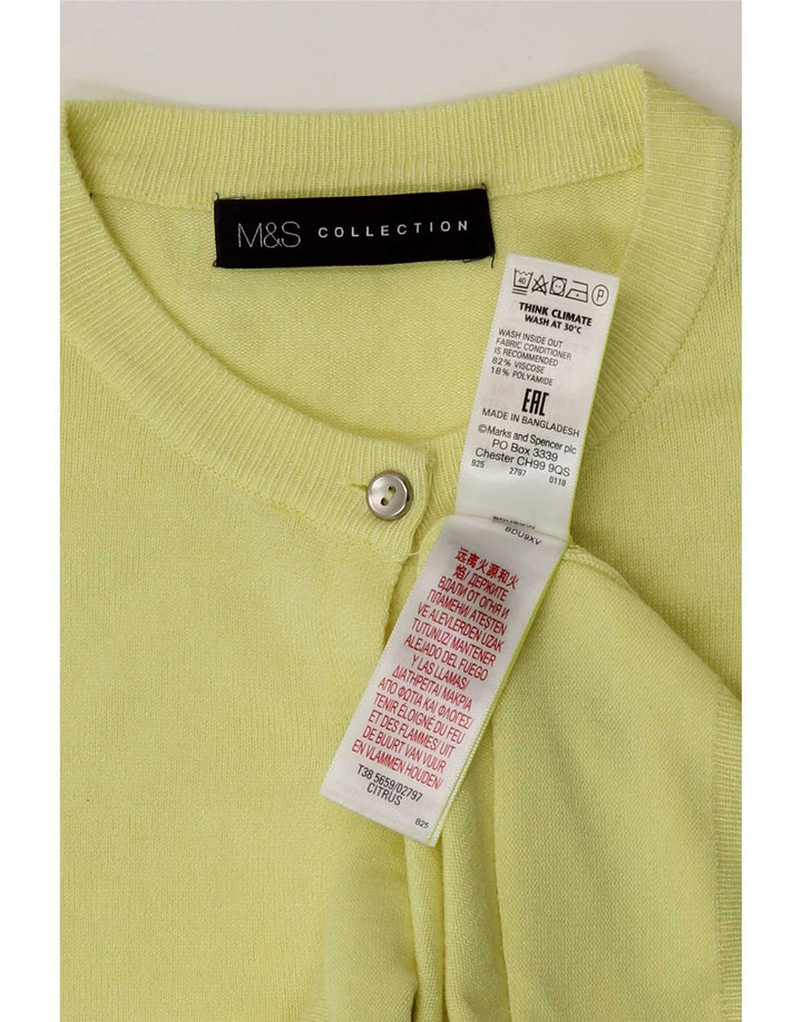 Marks & Spencer Womens Cardigan Sweater UK 10 Small  Yellow Viscose
