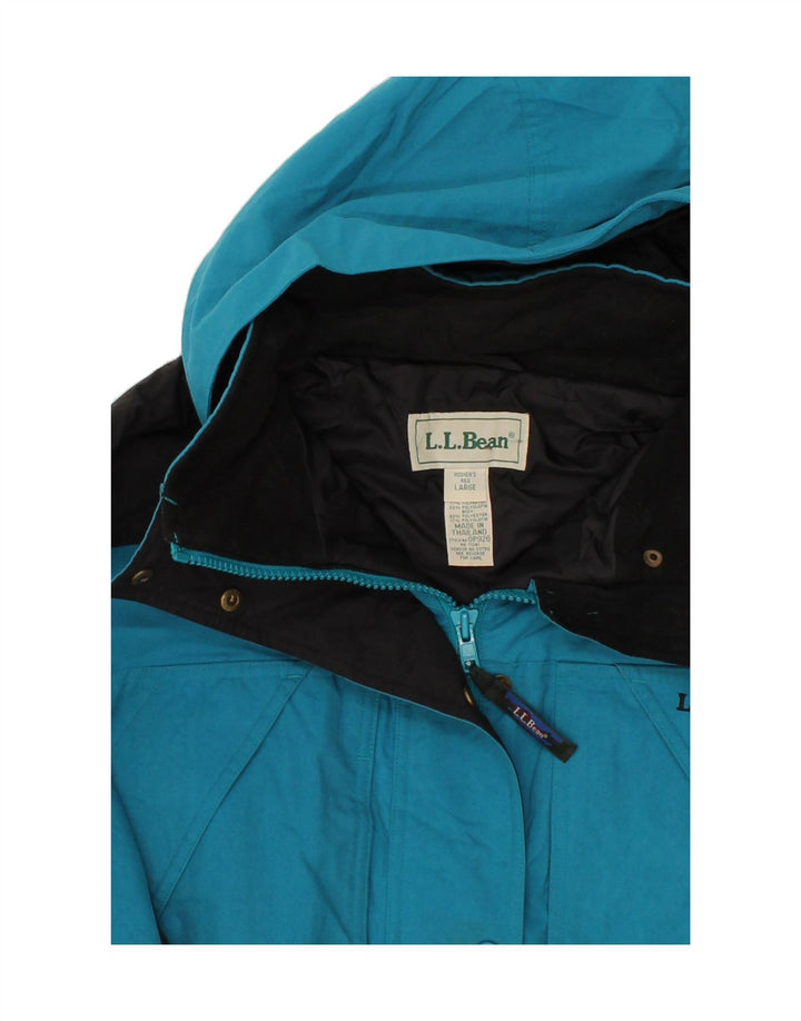 L.L.BEAN Womens Hooded Windbreaker Jacket UK 16 Large Blue Colourblock Vintage L.L.Bean and Second-Hand L.L.Bean from Messina Hembry 
