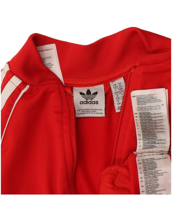 Adidas Girls Tracksuit Top Jacket 7-8 Years Red Polyester