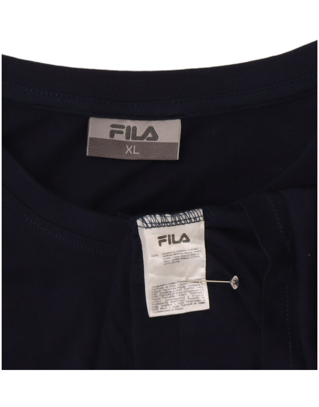 Fila Mens T-Shirt Top XL Navy Blue Cotton