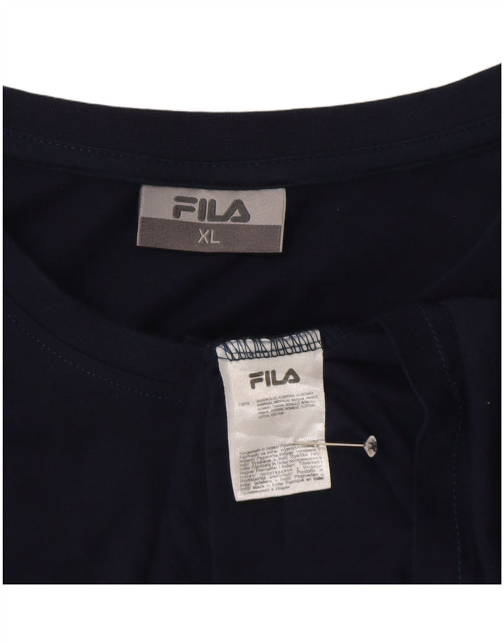 Fila Mens T-Shirt Top XL Navy Blue Cotton