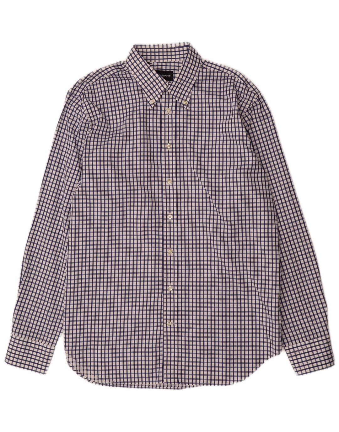 ROY ROBSON Mens Shirt Size 41 16 Large Navy Blue Check Cotton