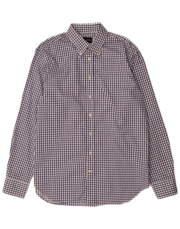 ROY ROBSON Mens Shirt Size 41 16 Large Navy Blue Check Cotton