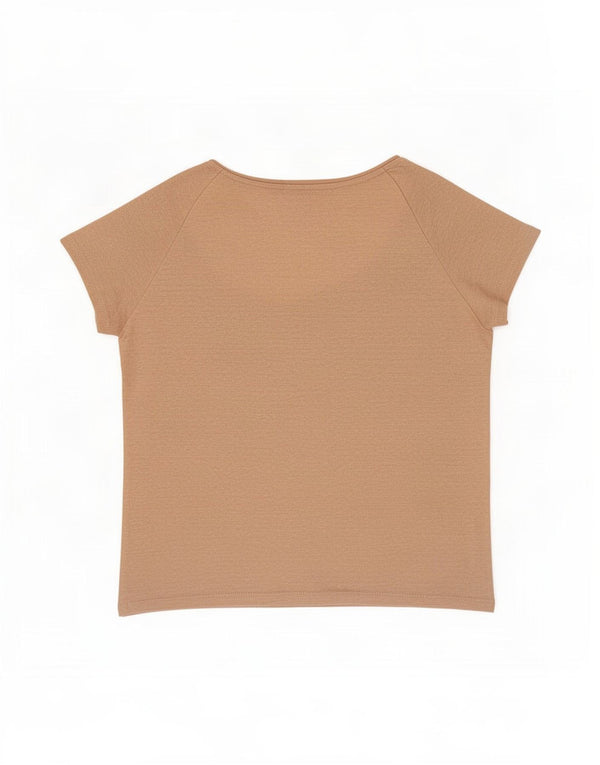 Massimo Dutti Womens T-Shirt Top UK 16 Large Beige Linen