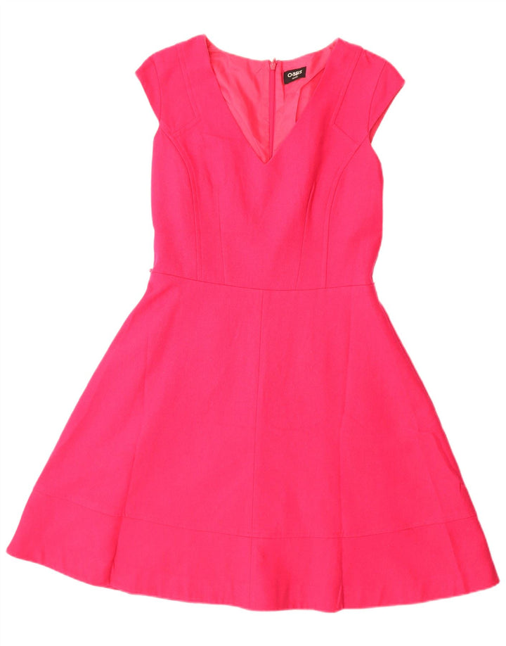 Oasis Womens A-Line Dress UK 10 Small Pink Wool