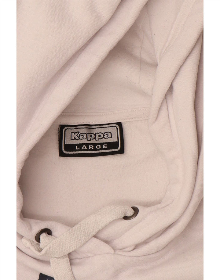 KAPPA Mens Graphic Hoodie Jumper Large White Cotton