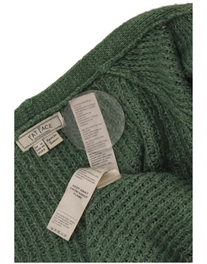 Fat Face Womens Open Cardigan Sweater UK 12 Medium Green Acrylic