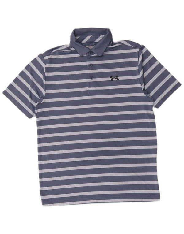 Under Armour Mens Polo Shirt Medium Blue Striped