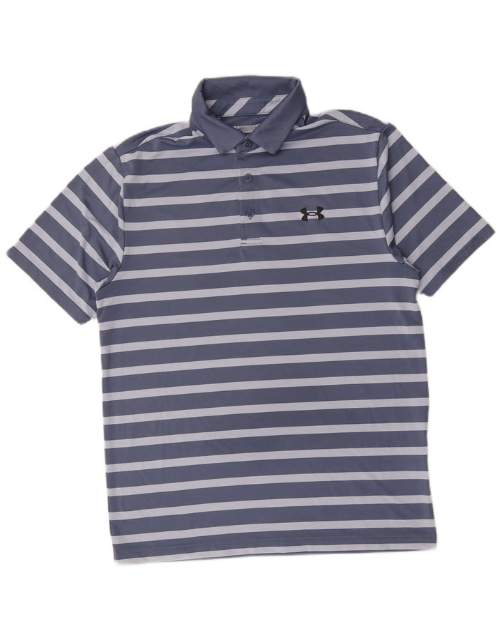 Under Armour Mens Polo Shirt Medium Blue Striped
