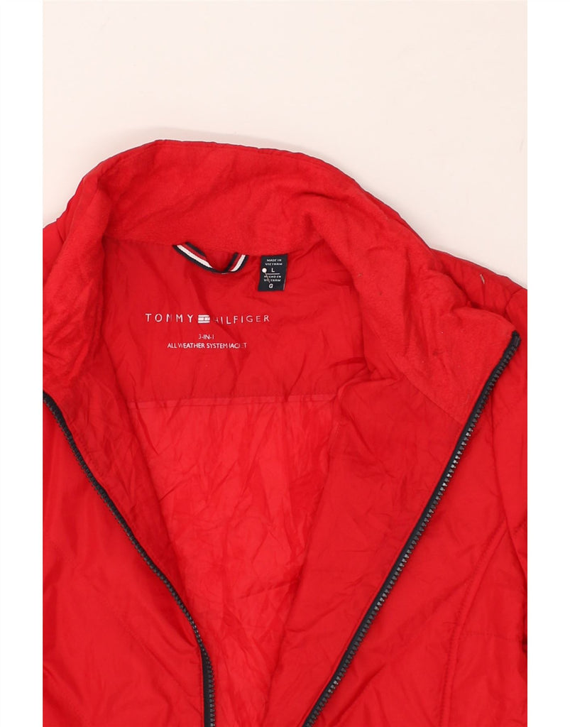 TOMMY HILFIGER Womens Windbreaker Jacket UK 16 Large Red Polyester | Vintage Tommy Hilfiger | Thrift | Second-Hand Tommy Hilfiger | Used Clothing | Messina Hembry 