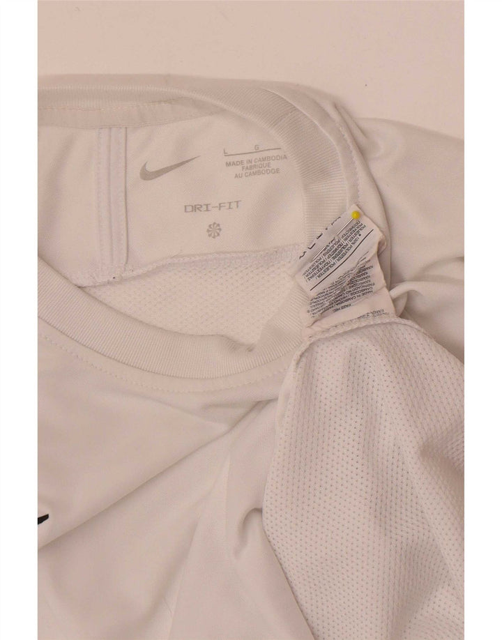 Nike Mens Dri Fit T-Shirt Top Large White Colourblock Polyester