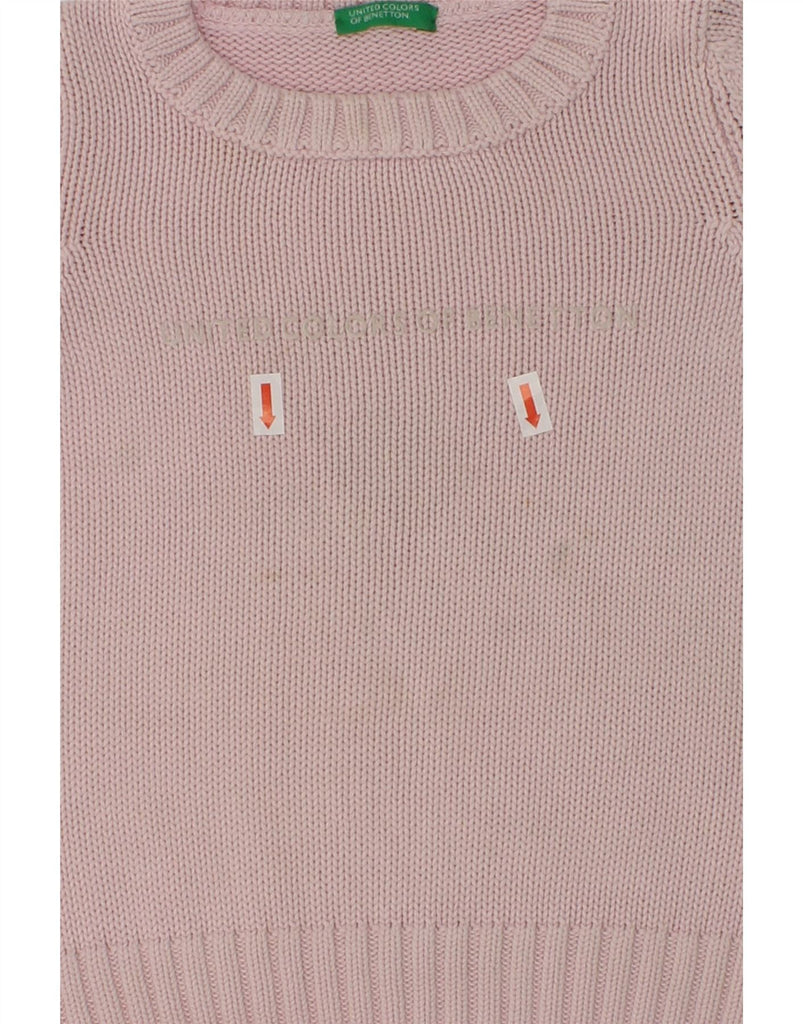 BENETTON Girls Graphic Boat Neck Jumper Sweater 2-3 Years 2XS  Pink Cotton | Vintage Benetton | Thrift | Second-Hand Benetton | Used Clothing | Messina Hembry 