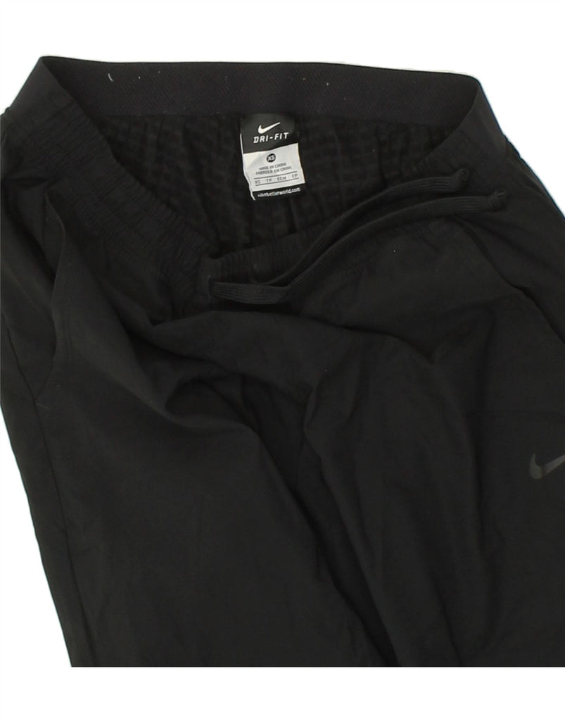 NIKE Womens Dri Fit Tracksuit Trousers UK 4 XS Black Polyester | Vintage Nike | Thrift | Second-Hand Nike | Used Clothing | Messina Hembry 