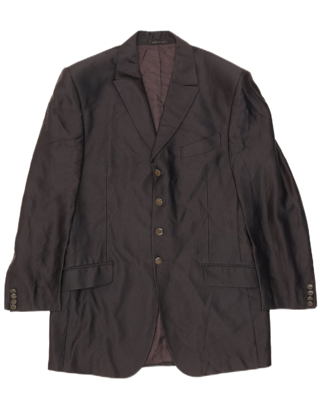 Carlo Pignatelli Mens 4 Button Blazer Jacket IT 50 Large Black Pinstripe