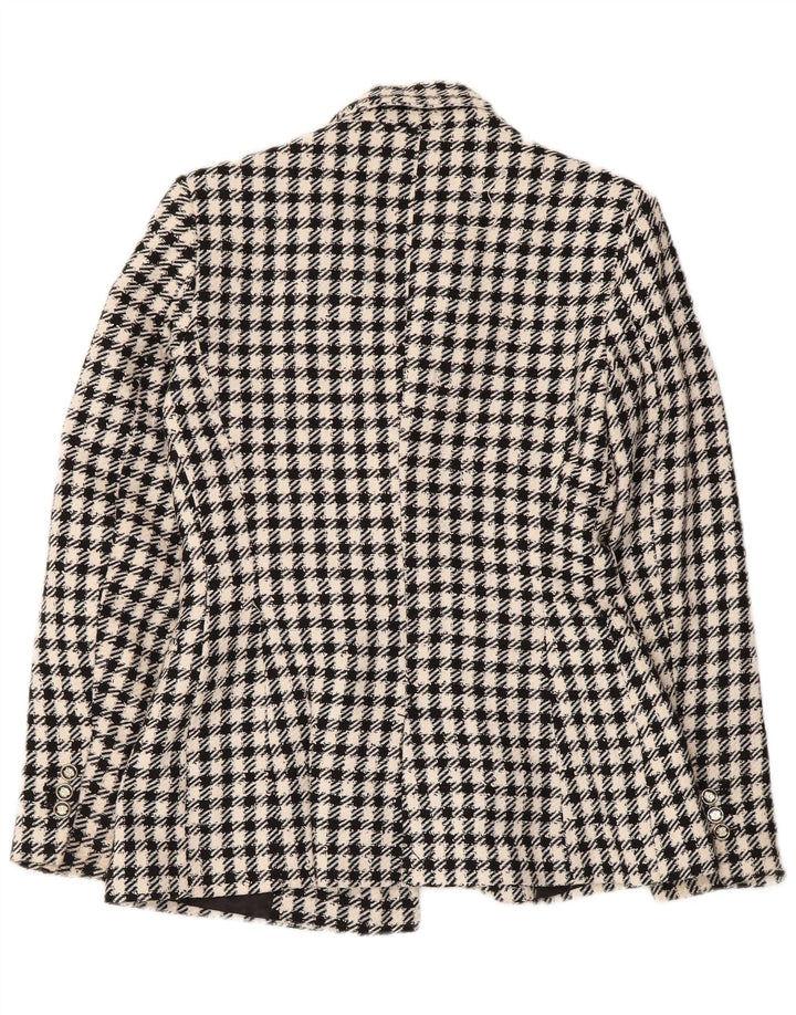 Zara Womens Double Breasted Blazer Jacket UK 6 XS Black Gingham Polyester
