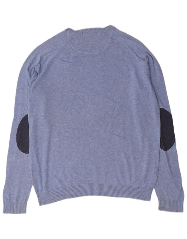 Zara Mens Crew Neck Jumper Sweater XL Blue Cotton