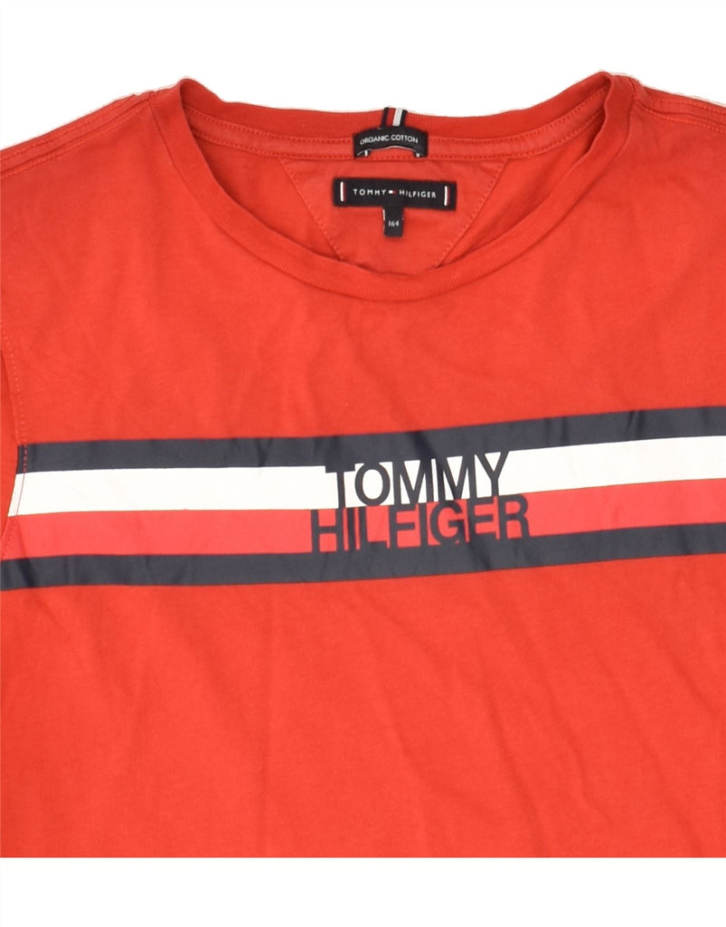 TOMMY HILFIGER Boys Graphic T-Shirt Top 14-15 Years Red Cotton | Vintage Tommy Hilfiger | Thrift | Second-Hand Tommy Hilfiger | Used Clothing | Messina Hembry 