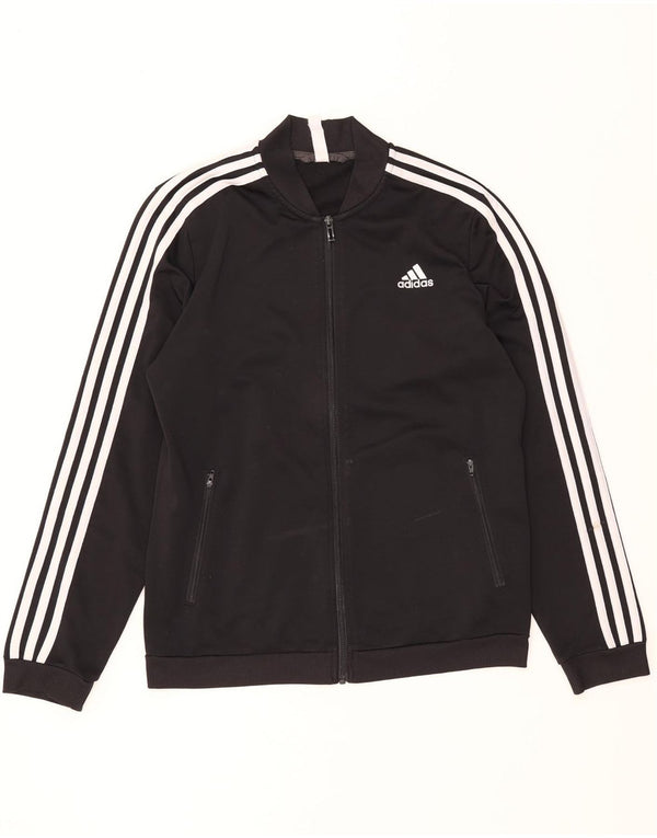 ADIDAS Womens Tracksuit Top Jacket UK 12/14 Medium Black Polyester