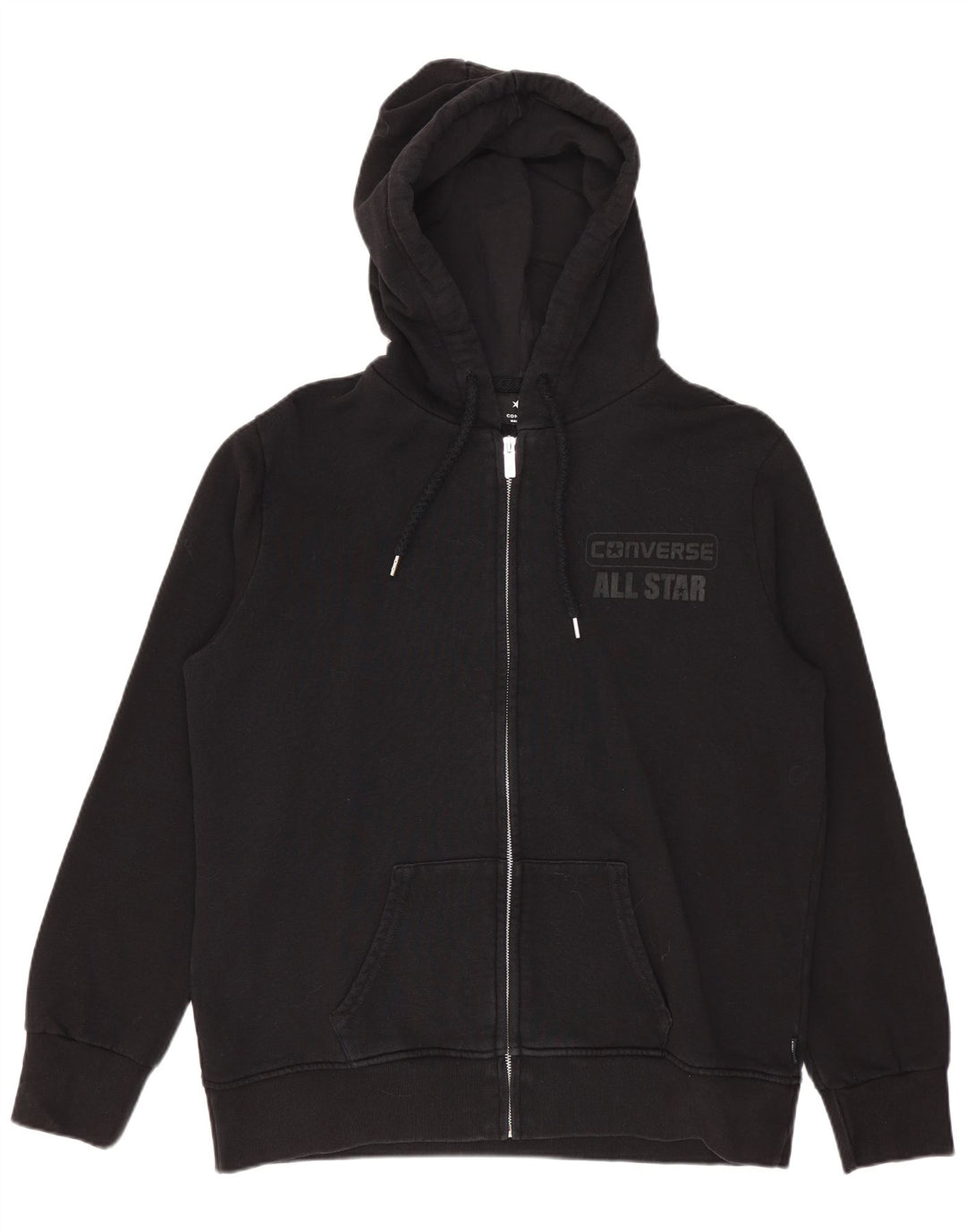 Converse Mens Graphic Zip Hoodie Sweater Medium Black Cotton