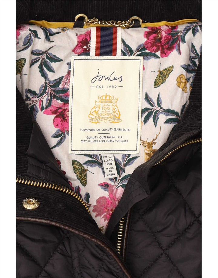Joules Womens Quilted Jacket UK 12 Medium Black Polyamide