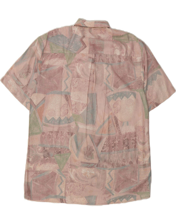 JUPITER Mens Abstract Pattern Short Sleeve Shirt Size 42 Large Pink