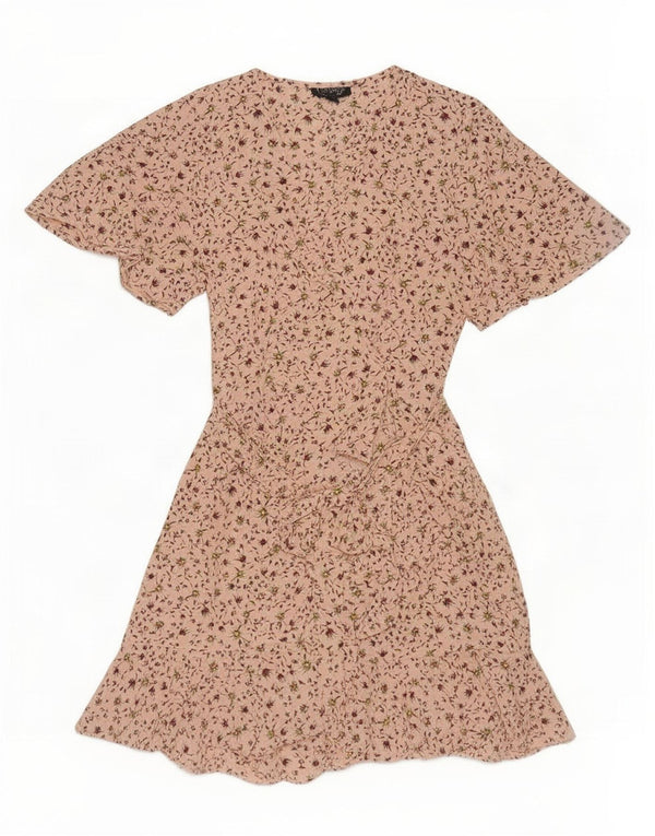 Topshop Womens A-Line Dress UK 6 XS Pink Floral Polyester