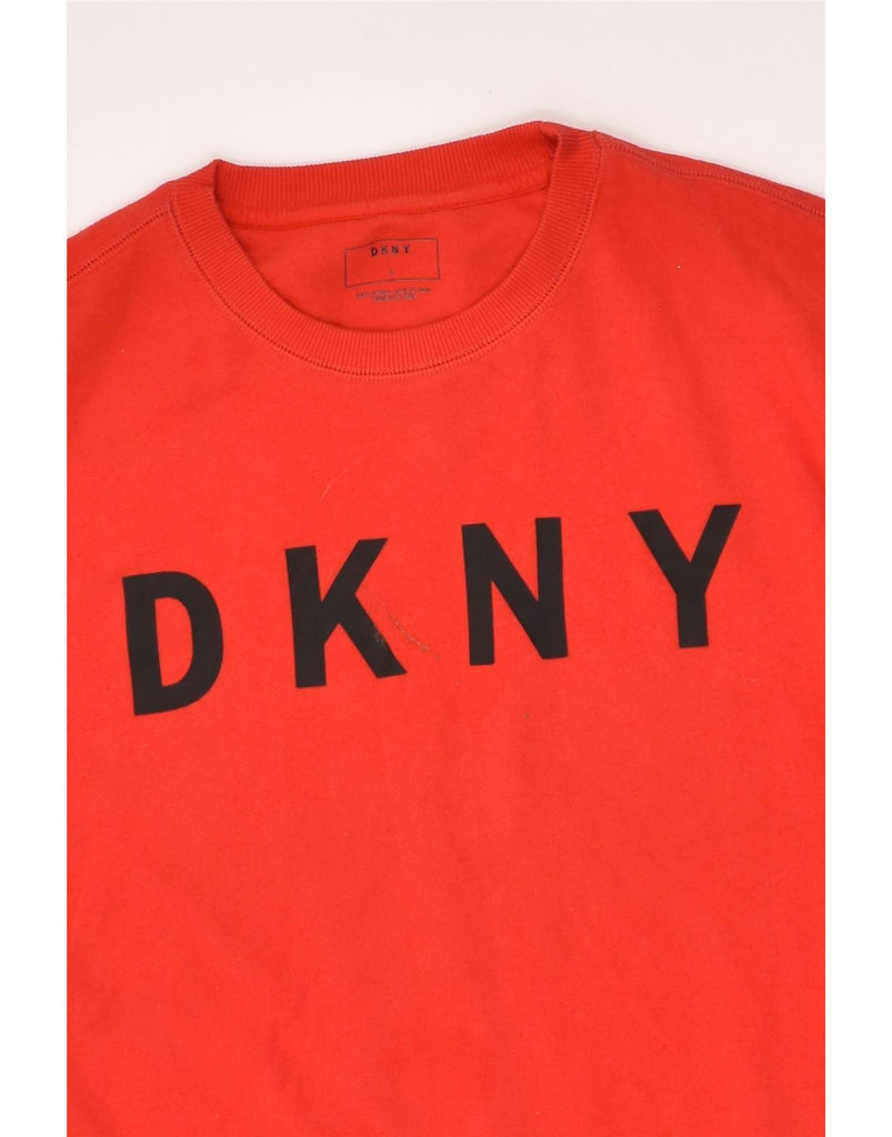 DKNY Womens Graphic Sweatshirt Jumper UK 16 Large Red Cotton | Vintage Dkny | Thrift | Second-Hand Dkny | Used Clothing | Messina Hembry 