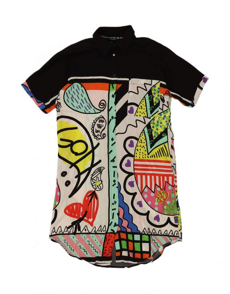 DESIGUAL Womens Oversized Shirt Dress UK 10 Small Multicoloured Geometric Vintage Desigual and Second-Hand Desigual from Messina Hembry 