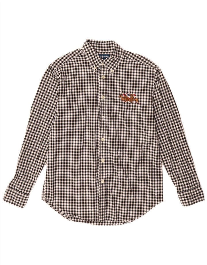 Ralph Lauren Boys Graphic Shirt 12-13 Years Medium  Black Gingham Cotton