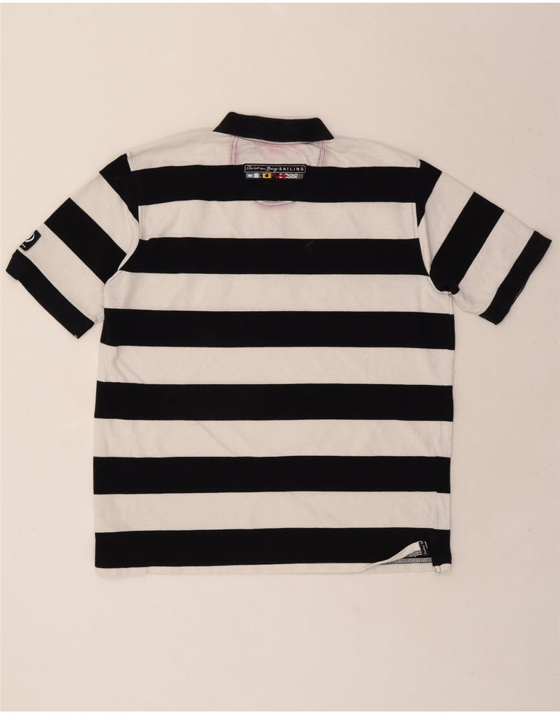 CHRISTIAN BERG Mens Graphic Polo Shirt XL Black Striped Vintage Christian Berg and Second-Hand Christian Berg from Messina Hembry 