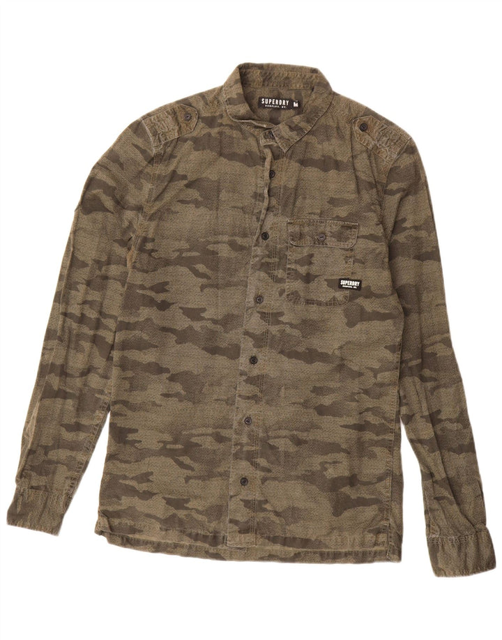 Superdry Mens Military Shirt Medium Khaki Camouflage Cotton