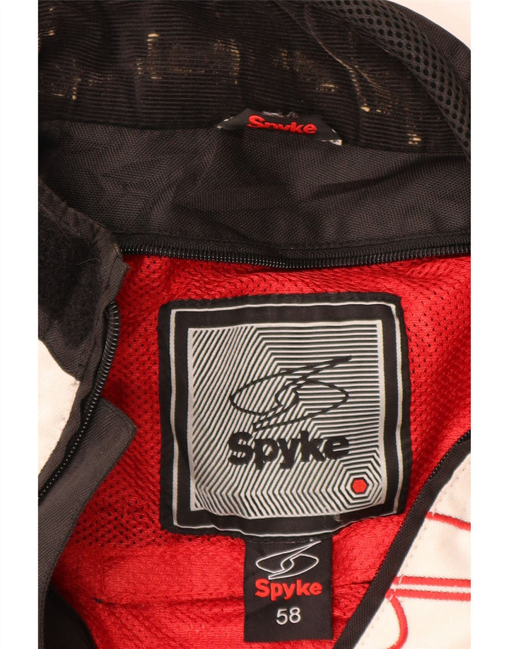 Spyke Mens Graphic Racer Jacket Size 58 3XL Black Colourblock Polyester