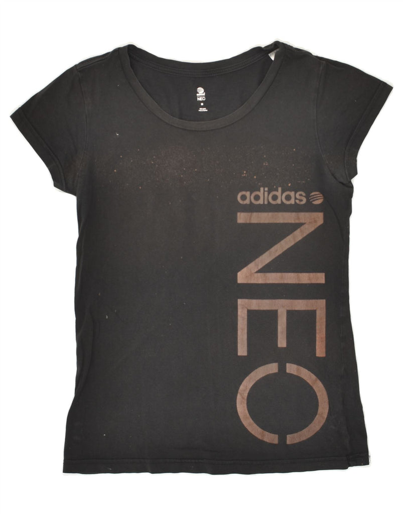 ADIDAS Womens Neo Graphic T-Shirt Top UK 12 Medium Black Cotton Vintage Adidas and Second-Hand Adidas from Messina Hembry 