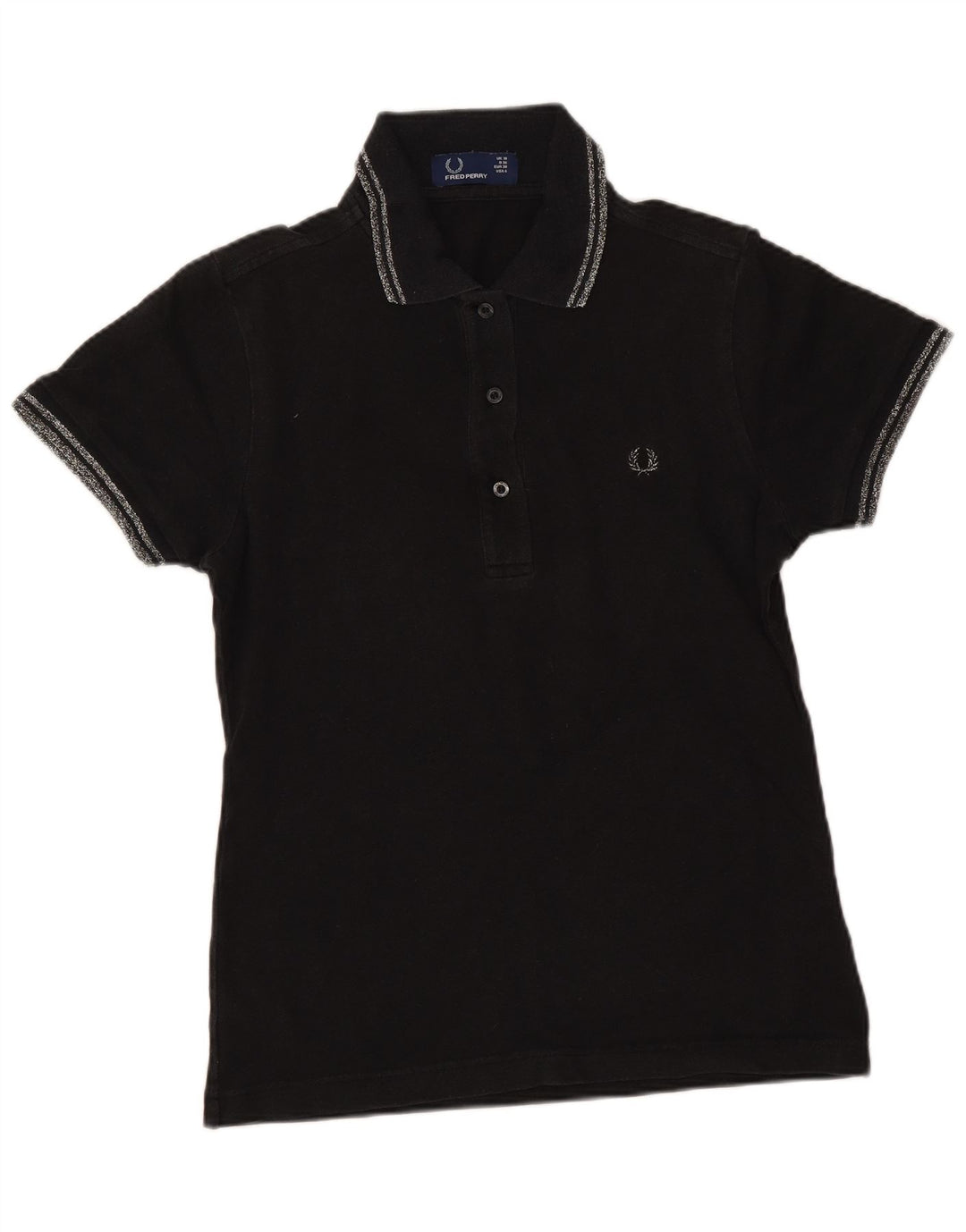 Fred Perry Womens Polo Shirt UK 10 Small Black Cotton
