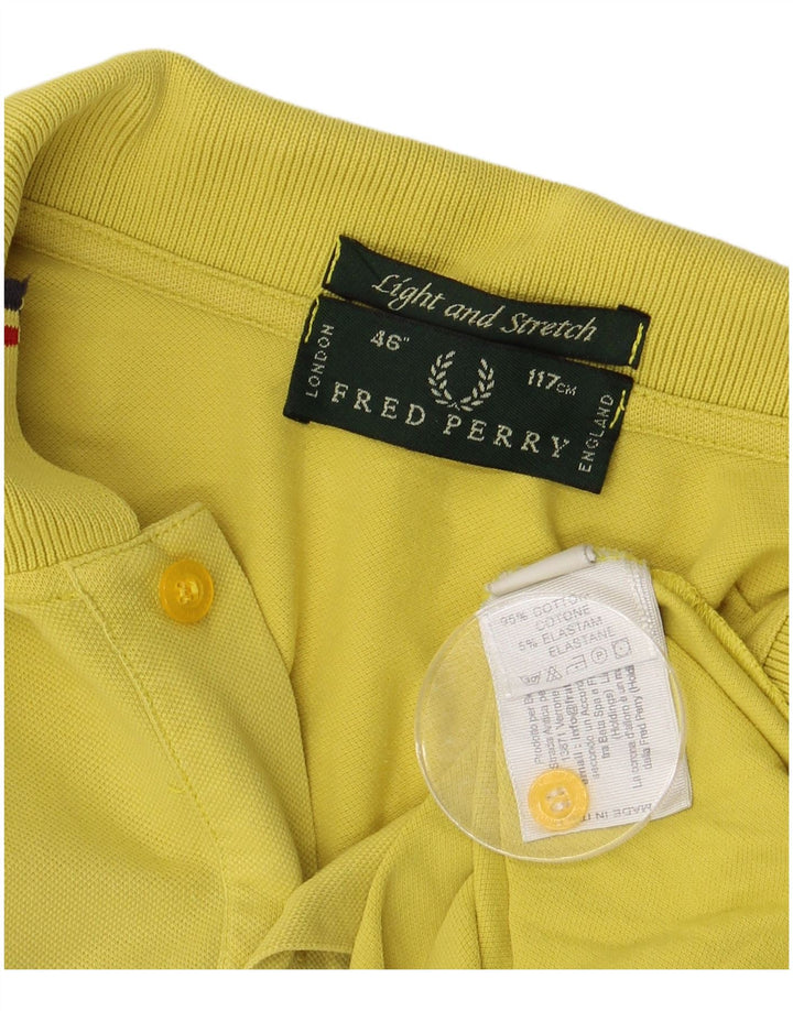 FRED PERRY Mens Polo Shirt Large Yellow Cotton