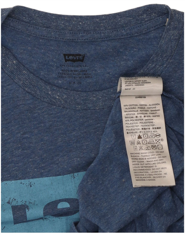 LEVI'S Mens Graphic T-Shirt Top Small Blue Flecked Cotton