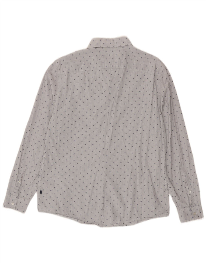 Trussardi Jeans Mens Shirt Size 43 Large Blue Spotted