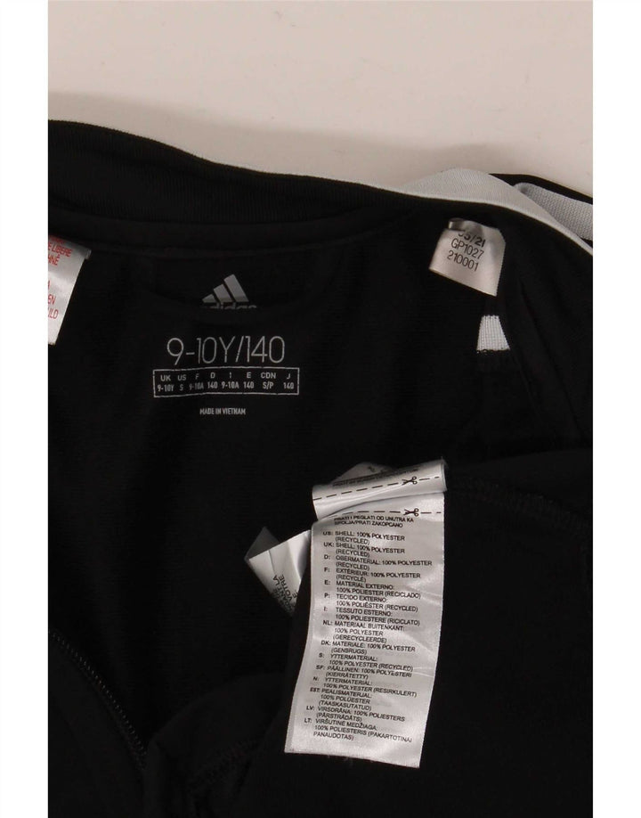 Adidas Boys Tracksuit Top Jacket 9-10 Years Black Colourblock Polyester