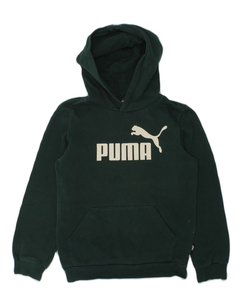 PUMA Boys Graphic Hoodie Jumper 9-10 Years Green Cotton | Vintage Puma | Thrift | Second-Hand Puma | Used Clothing | Messina Hembry 