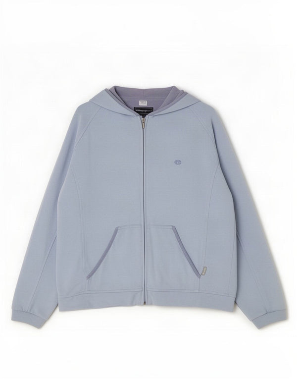 Champion Womens Zip Hoodie Sweater UK 16 Large Blue