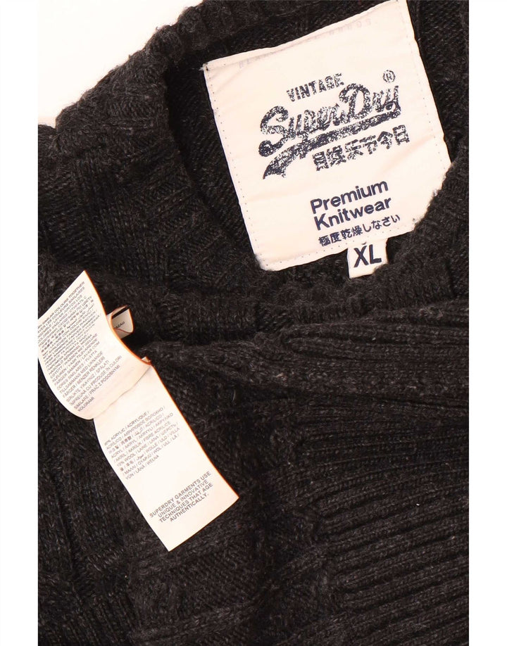 Superdry Mens Crew Neck Jumper Sweater XL Grey Acrylic
