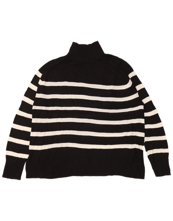 Zara Womens Oversized Turtle Neck Jumper Sweater UK 18 XL Black Striped