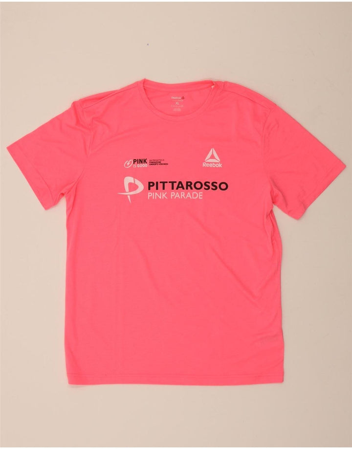 REEBOK Womens Graphic T-Shirt Top UK 18 XL Pink Polyester Vintage Reebok and Second-Hand Reebok from Messina Hembry 
